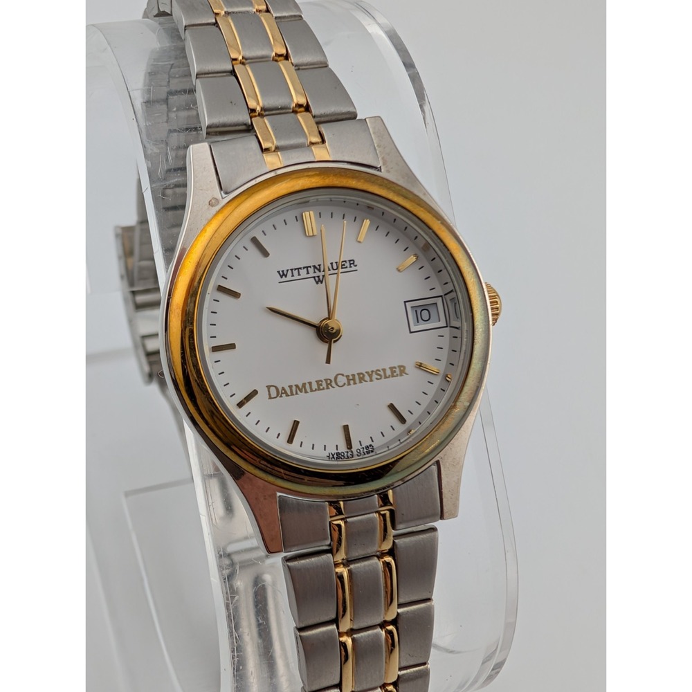 Wittnauer Daimler Chrysler Women 25mm Case Two Tone 7" Band- New Battery